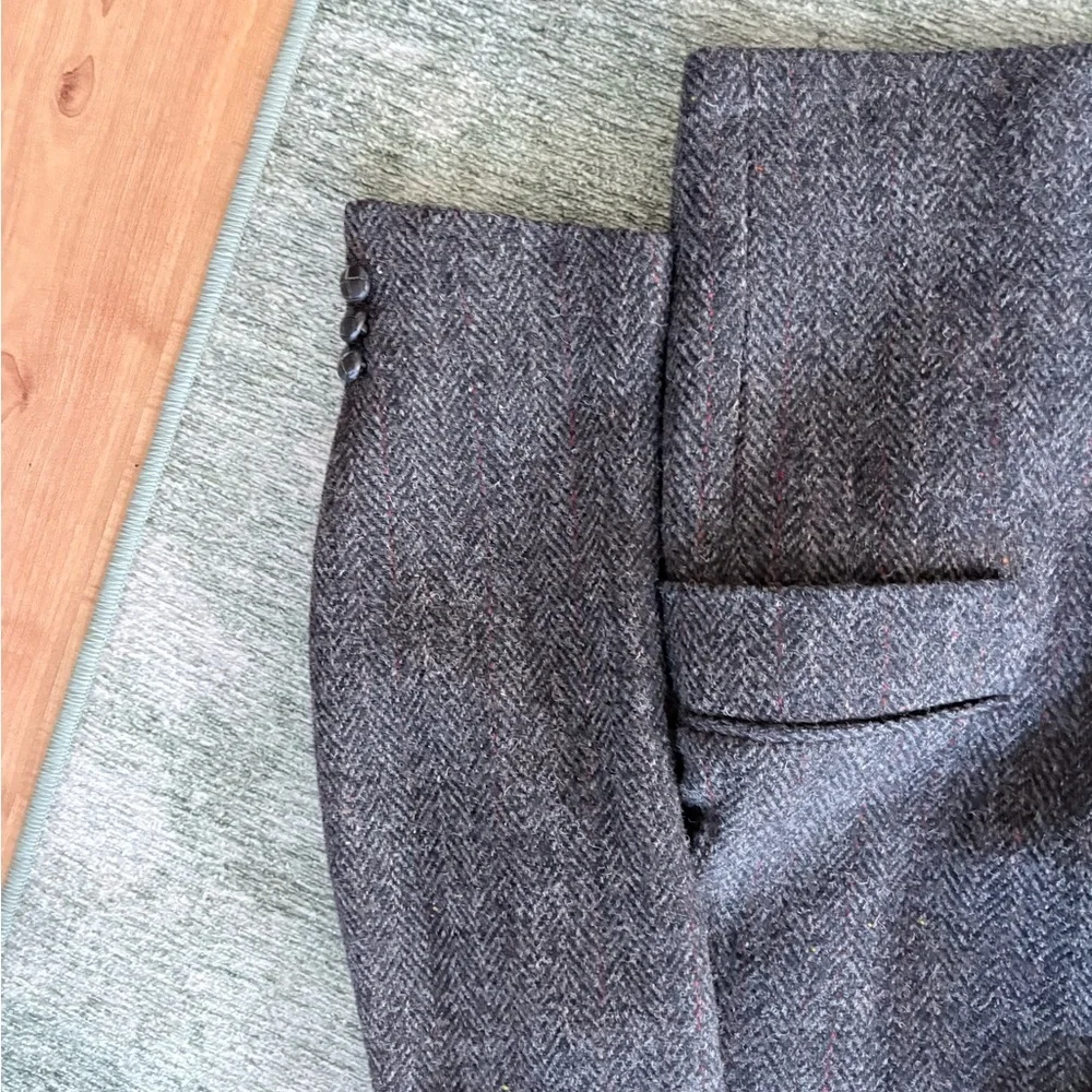 Elegant charcoal and brown with burgundy pinstripe Men's Blazer - Picture 3 of 15